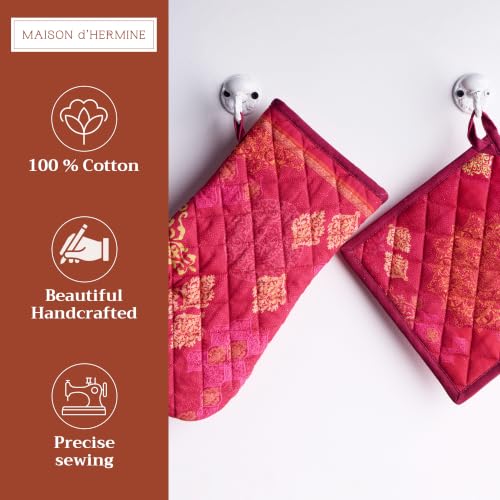 100% Cotton Oven Mitt & Pot Holder Set (2 Count)