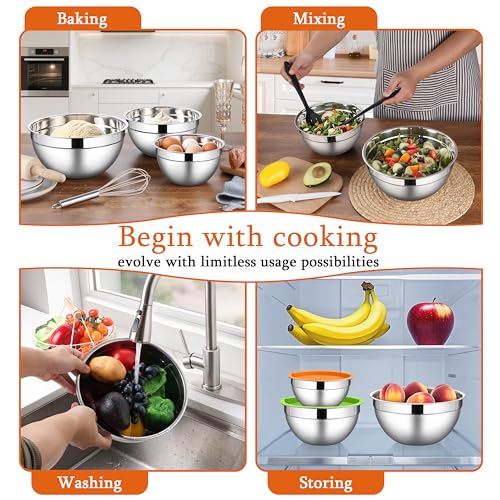 Stainless Steel Metal Mixing Bowls (6 Count)
