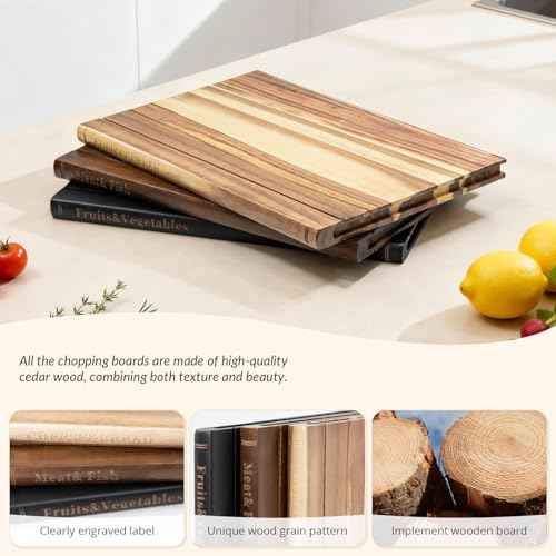 Book Cutting Board Set with Stand (3 Count)