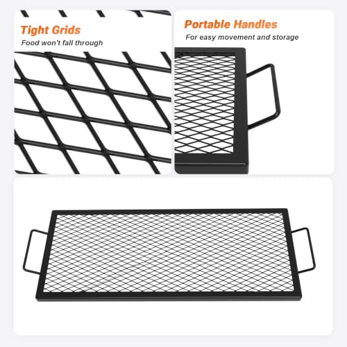 Heavy Duty Rectangular Fire Pit Grill Grate with X