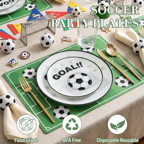 20 White Plastic Soccer Plates