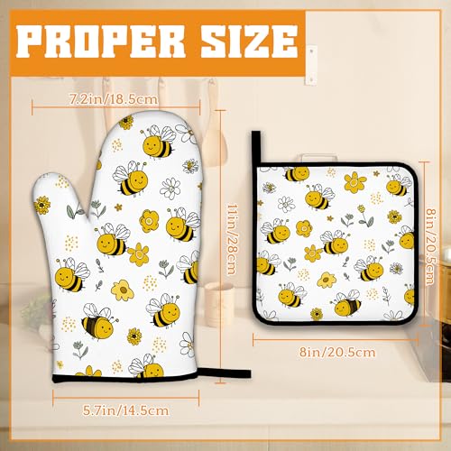 Cute Bee Oven Mitts and Pot Holders (4 Count)