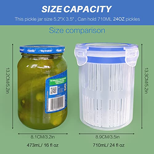 Pickle Jar 24 oz pickle container with strainer Pickle Holder Keeper Lifter