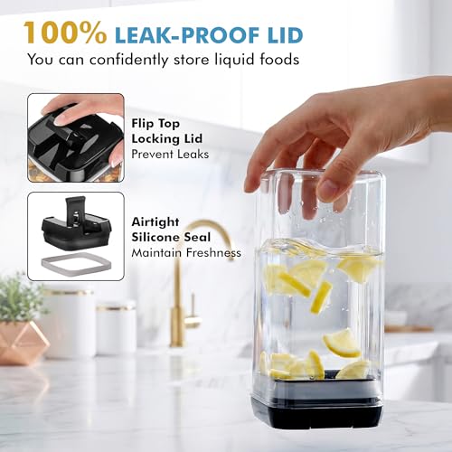 6 PC 1.2L Airtight Food Storage Containers with Lids BPA Free Plastic (6 Count)