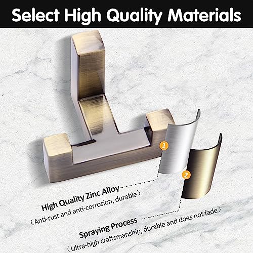 5 Pack Heavy Duty Coat Hook Wall Mount with Screw Retro Double Coat Hook Utility Hook for Coats