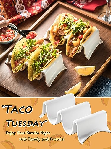 Taco Holder Porcelain Taco Tray with Handles (2 Count)