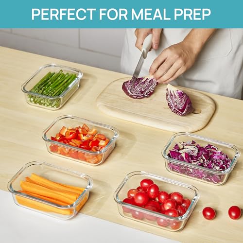 5Pack 22oz Glass Storage Containers with Lids (5 Count)