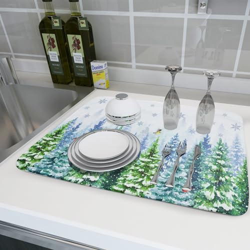 Winter Forest Dish Drying Mats