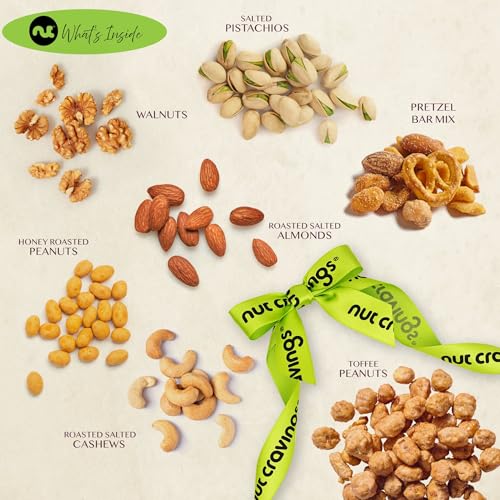 Mixed Nuts Gift Basket + Green Ribbon
