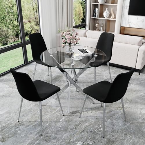 36" Round Glass Dining Table Set for 4 (5 Count)