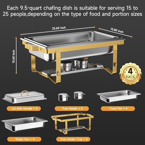 Chafing Dishes for Buffet 4 Pack (4 Count)