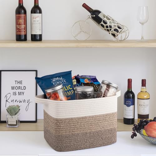 Cotton Rope Storage Baskets for Organizing Dark Brown 3