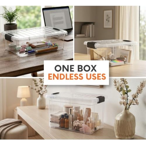 Small Clear Storage Boxes with Lids (2 Count)