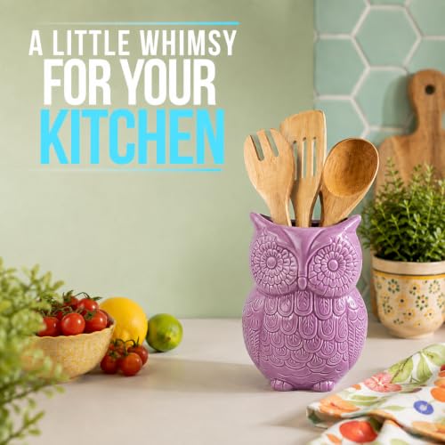 Purple Owl Utensil Holder