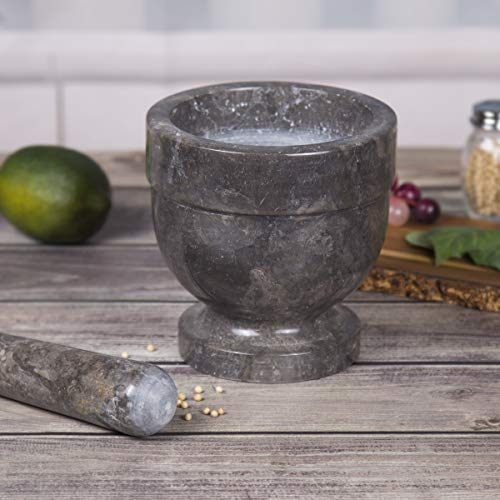 Charcoal Marble 4.75" X 4.75" Mortar & Pestle