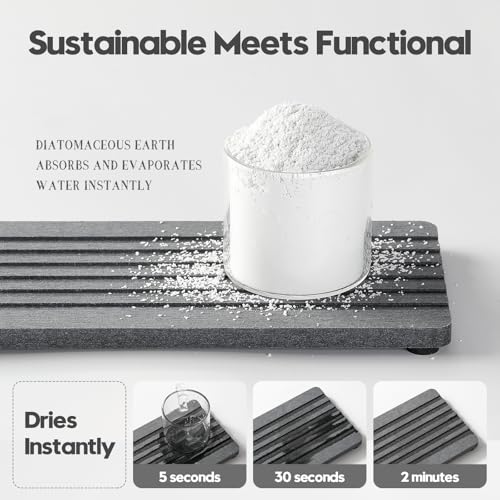 2PCS Diatomite Quick Stone Drying Tray Mat For Bathroom & Kitchen Counter (2 Count)