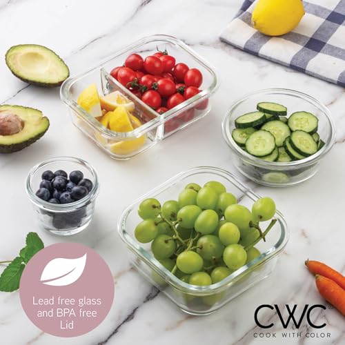 Premium 32 Pc. Borosilicate Glass Food Container Set with Dividers