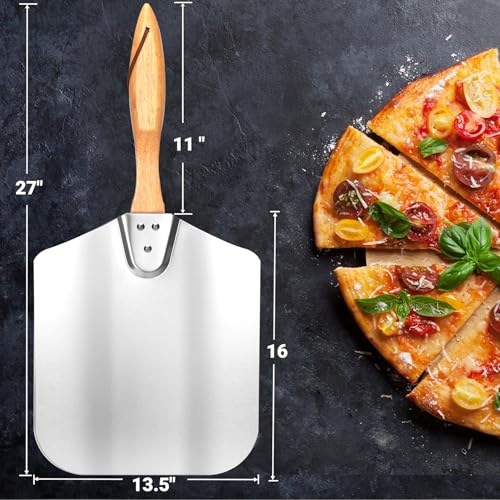 14-Inch x 16-Inch Aluminum Pizza Peel with Wooden Handle