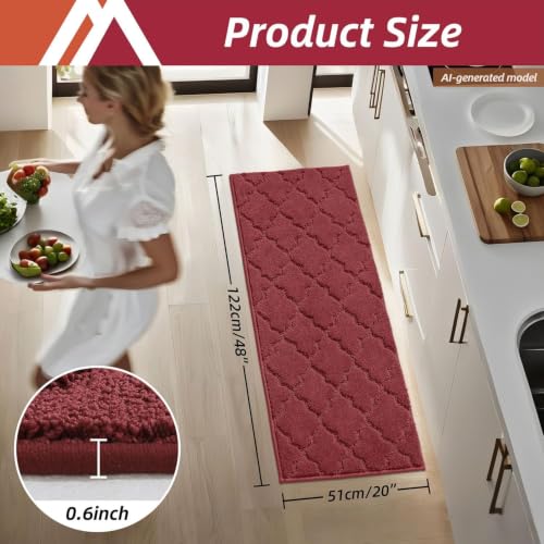 Kitchen Rugs Non Slip Washable 20"x48" (7 Sq Ft)