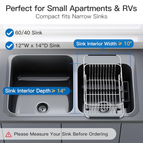 Sink Small Dish Drying Rack with Utensil Holder