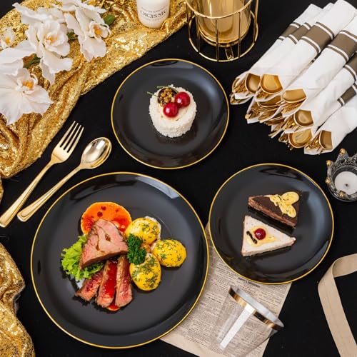 60PCS Black Plastic Plates (60 Count)
