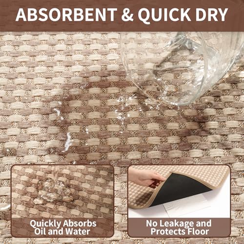 Kitchen Rugs Kitchen Mats for Floor Non Slip Washable Brown 17"x30" (5.78 Sq Ft)