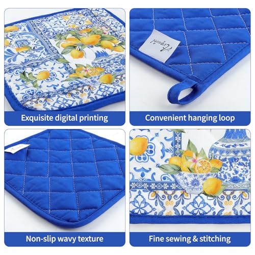 Yellow Lemon Oven Mitts and Pot Holders Set (2 Count)
