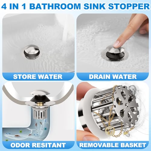 Universal 3 in 1 Bathroom Sink Drain Strainer