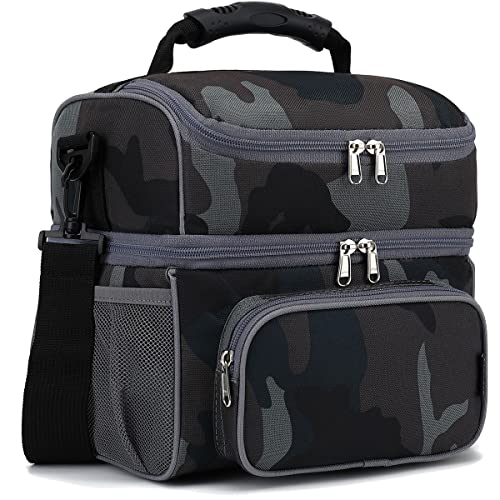 Double Layer Cooler Insulated Lunch Bag Adult Lunch Box Large Tote Bag for Men (2 Count)
