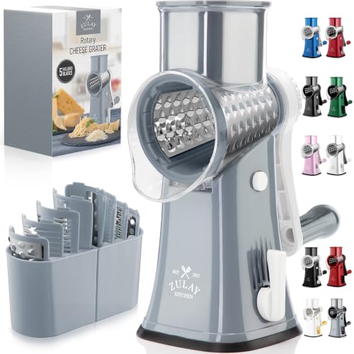 Rotary Cheese Grater Manual Hand Crank 5 Blade Shredder