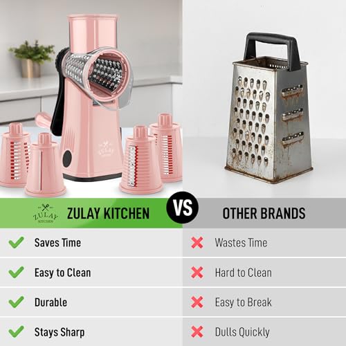 Rotary Cheese Grater Manual Hand Crank 5 Blade Shredder