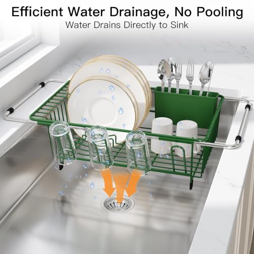 Green Dish Drying Rack in Sink