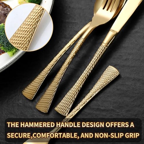 Hammered Gold Silverware Set (20 Count)