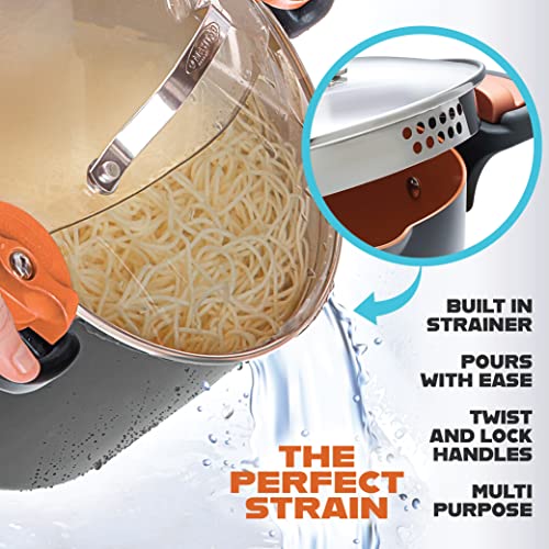 5 Quart Stock Pot Multipurpose Pasta Pot with Strainer Lid & Twist and Lock Handles