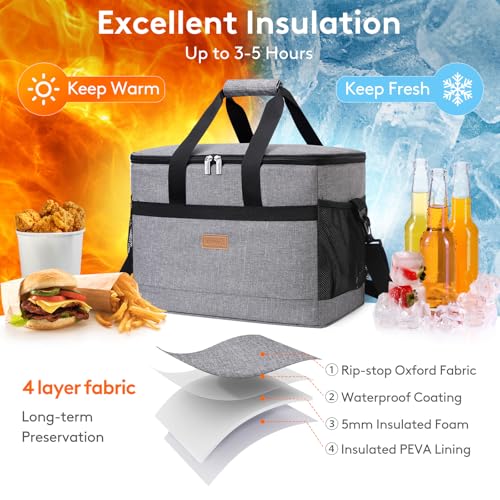 Cooler Bag 50 Cans Collapsible and Insulated Large Lunch Bag Leakproof Soft Cooler Portable for Camping