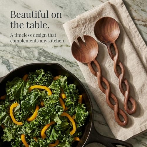 13 Inch Walnut Wood Salad Tongs