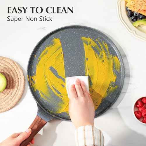 10 Inch Nonstick Crepe Pan Granite Coating Pancake Pan Gray