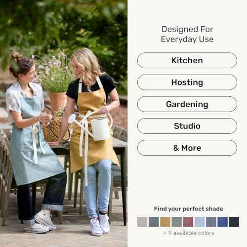 100% Pure Linen Apron Black