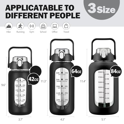84oz Glass Water Bottle with Straw