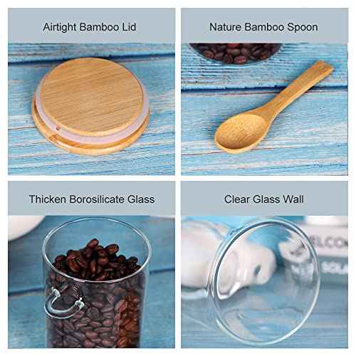 Glass Jars with Bamboo Lids and Spoon Set of 6 (6 Count)