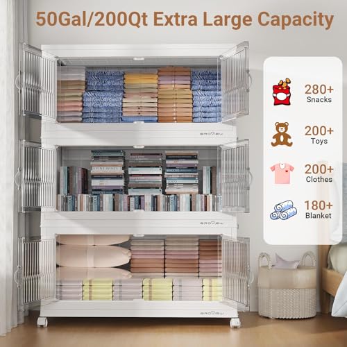800Qt Extra Large Stackable Storage Bins with Lids (4 Count)