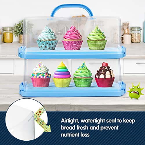 2 Pack Plastic Rectangular Bread Box with Clear Lid (2 Count)