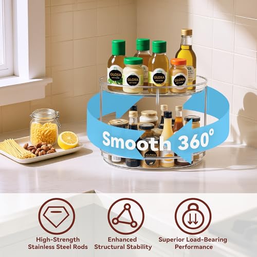 2 Tier Lazy Susan Turntable Organizer for Cabinet