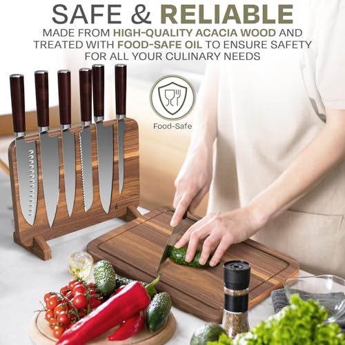 Magnetic Knife Block Countertop and Acacia Wood Chopping Board