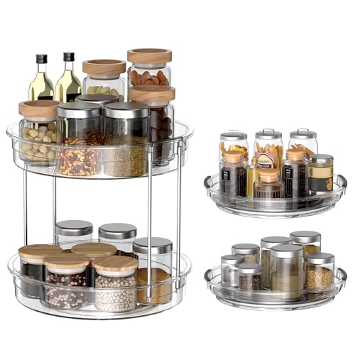 3 Pack Clear Lazy Susan Turntable 9'' & 11.8'' for Cabinet (3 Count)