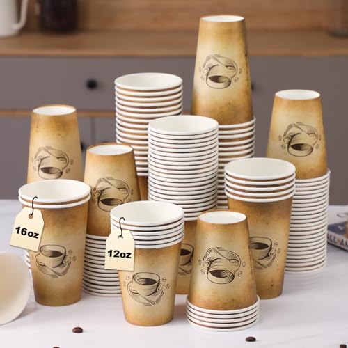180 Pack 16 oz Coffee Cups Disposable Hot Paper Cups (180 Count)