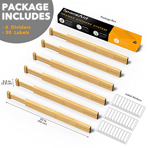 Bamboo Drawer Dividers with Labels