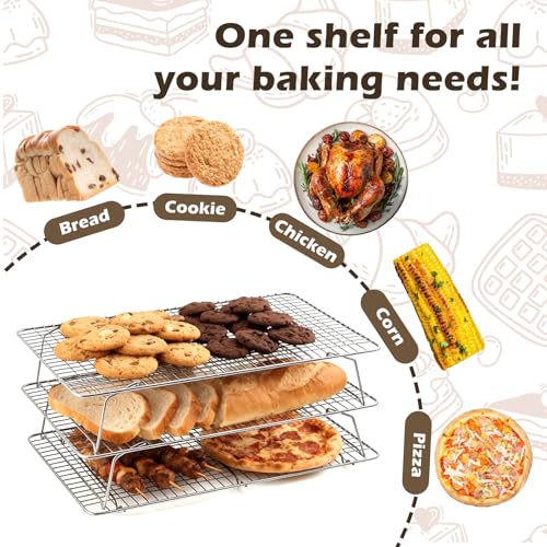 3 PCS Silver Stackable Cooling Rack (125 Count)