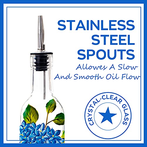 17oz Hand Painted Glass Olive Oil Bottle Dispenser