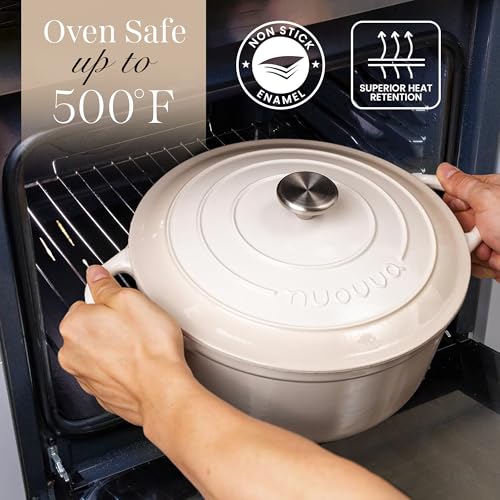 Enamelled Cast Iron Dutch Oven Pot with Lid 6.4 Quart Non Stick Casserole Pot
